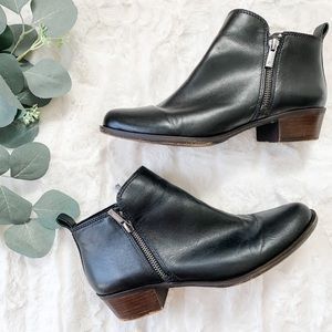 Lucky Brand Zipper Black Leather Ankle Booties